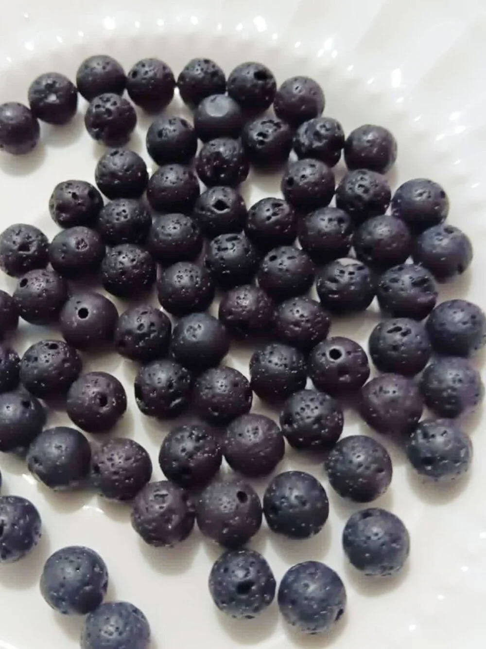 8mm Natural Black Volcano Lava Rock Gemstone Beads